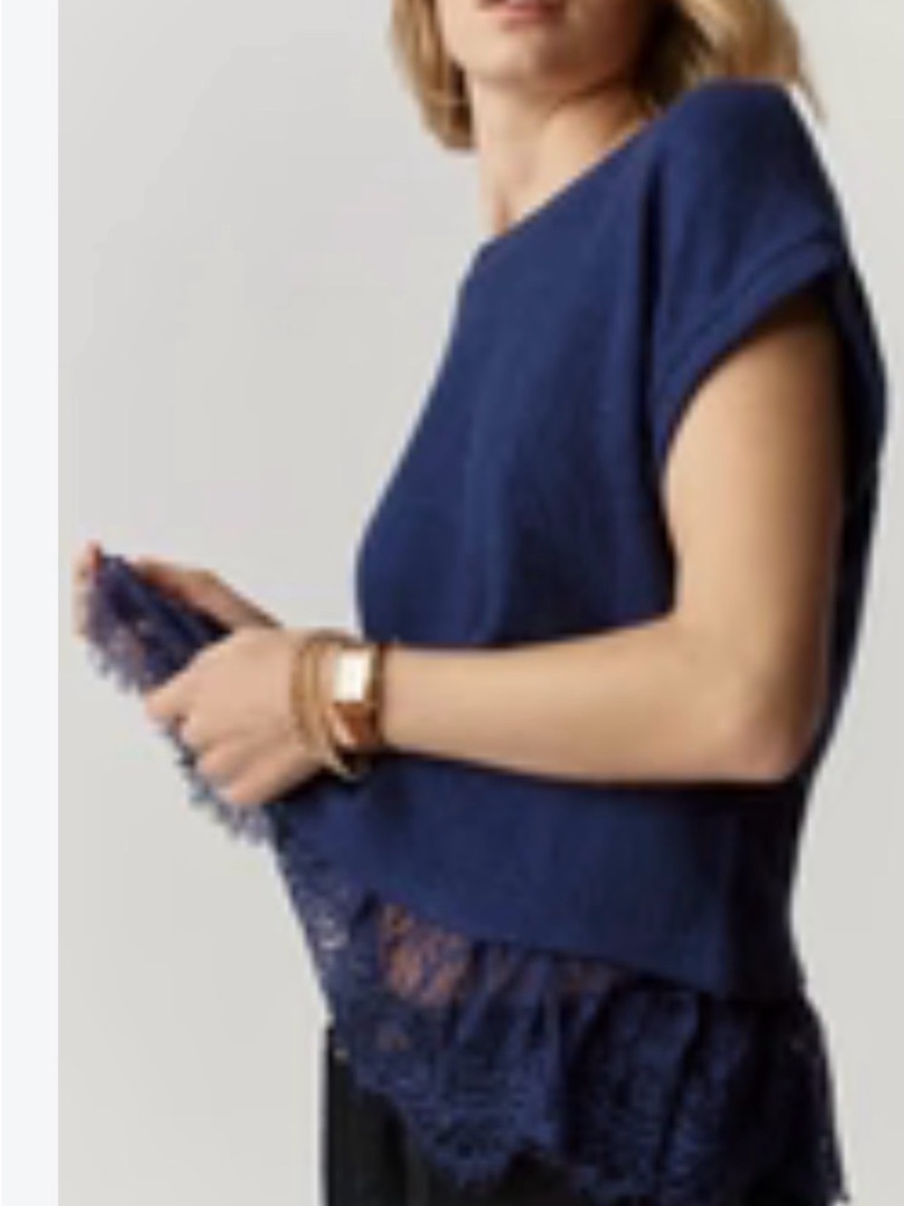 Maeve Blue/Purple Lace-Trim Crop Top